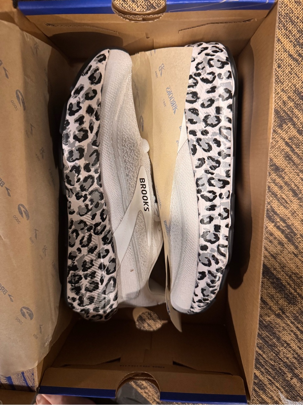 Brooks White and Black Leopard-Print Women's Running Shoes